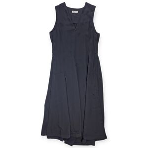 ARGENT Sleeveless Midi Dress Black V Neck Zip Front Pockets Sample Large